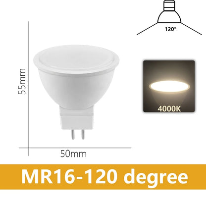 MR16 GU5.3 Lampu Sorot LED 220V AC110V AC/DC12V 3W-8W Sudut Rasuk 38/120 Darjah untuk rumah Mentol Lampu dalaman Penjimatan Tenaga untuk Meja 