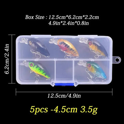 4.5CM 3.5G Crankbaits Set Warna Campuran Gewang Memancing Umpan Ikan Kecil Umpan Wobbler Bass Swimbait Renang Laut Trout Tackle Barang Keras 