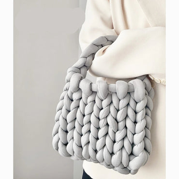 Hand Crochet Bag Designer Women Woven Trendy Ultra Thick Rope Knitting Handbag Underarm Bag Work Lightweight Outdoor Female Bags