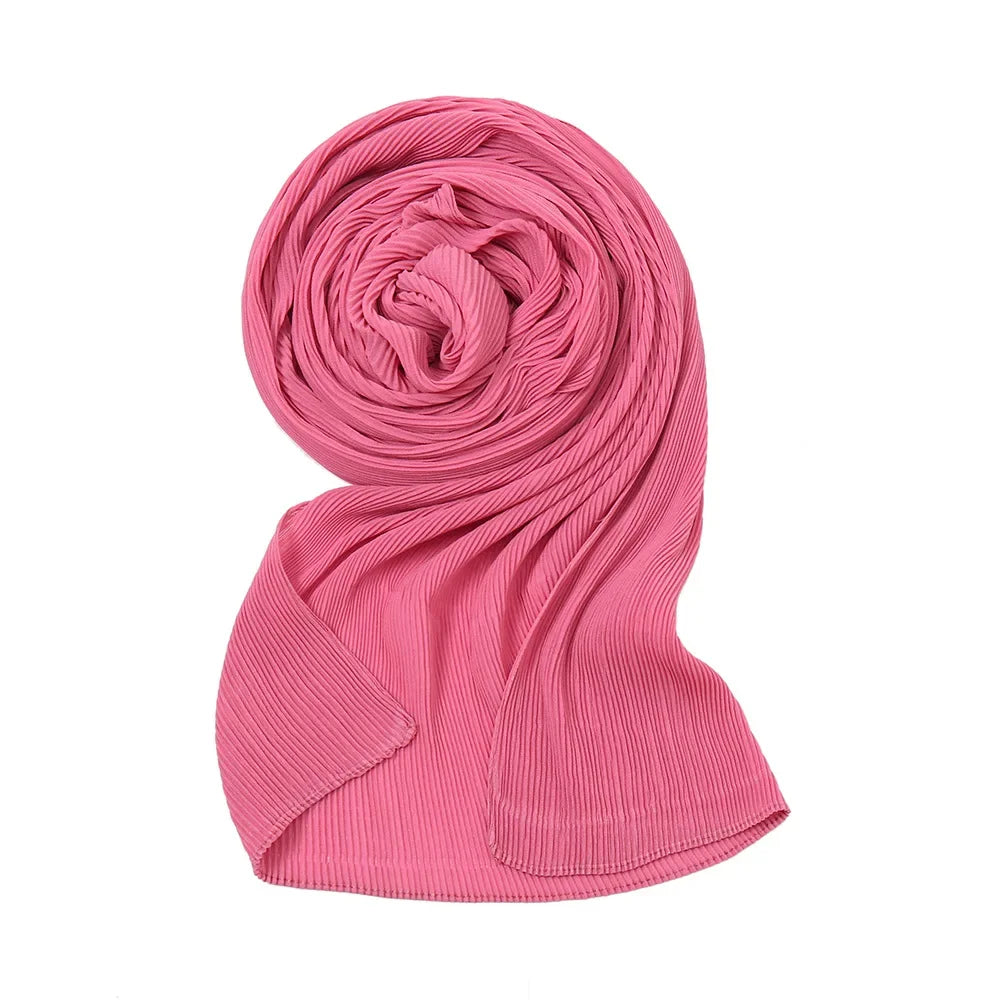 Big Size Pleated Chiffon Hijab Scarf for Muslim Women Turban Pashmina Shawls and Scarves Women Bandana Headband Hijabs Headscarf