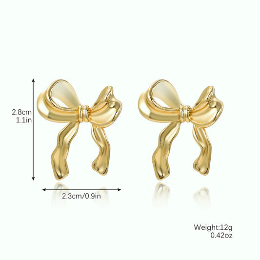 1 Pasang Anting-Anting Stud Reben Logam Keluli Tahan Karat untuk Wanita Perempuan 18K Bersalut Emas Kenyataan Cute Set Perhiasan Tindik Hadiah 