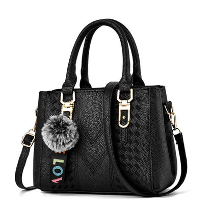 Beg Satchel Terperinci Sulaman, Beg Selempang Kulit PU Bergaya, Dompet Tangan Berganda Wanita Dengan Loket 