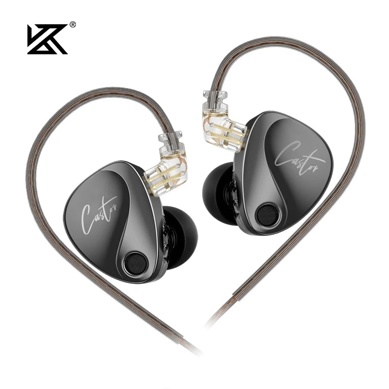 KZ Castor 2DD in Ear HiFi Earphones Dynamic High-end Tunable Earphones Monitor Headphone Cancelling Earbud Adjustable Earphones