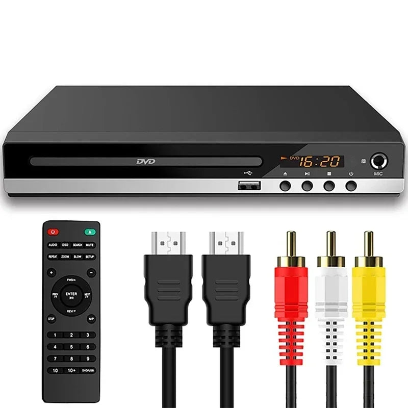 HD DVD Player 1080P High Definition CD/EVD/VCD Multimedia Players AV Cable&USB Output with Remote Control for Home Karaoke Party