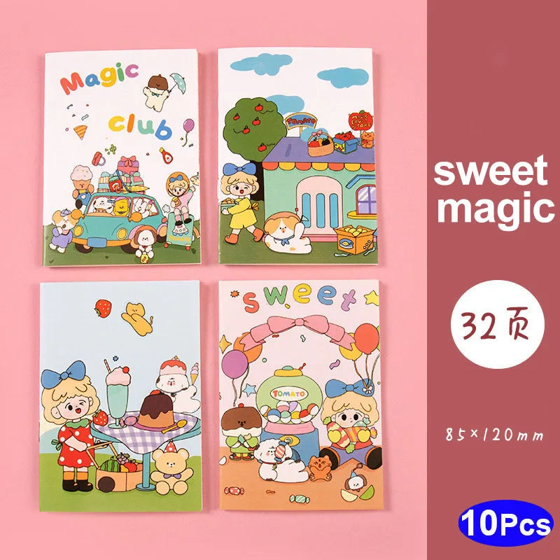 10Sets Retro Small Notebooks Kawaii A7 Blank Mini Cute Planner Diary Note Notepad Aesthetic Journal Kids Stationery Agenda Thing