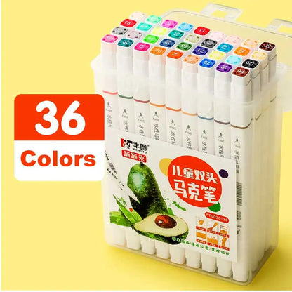 12/18/24/36/48 Highlighter Color Pen Double-Headed Color Marker Art Marker Set Art Stationery School Office Supplies