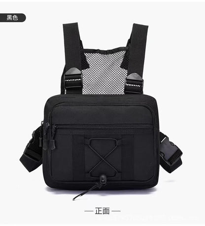 Men Tactics Chest Bag Streetwear Fashion Portable Oxford Vest Bag Multifunctional Double Shoulder Camo Bag for Running Travel
