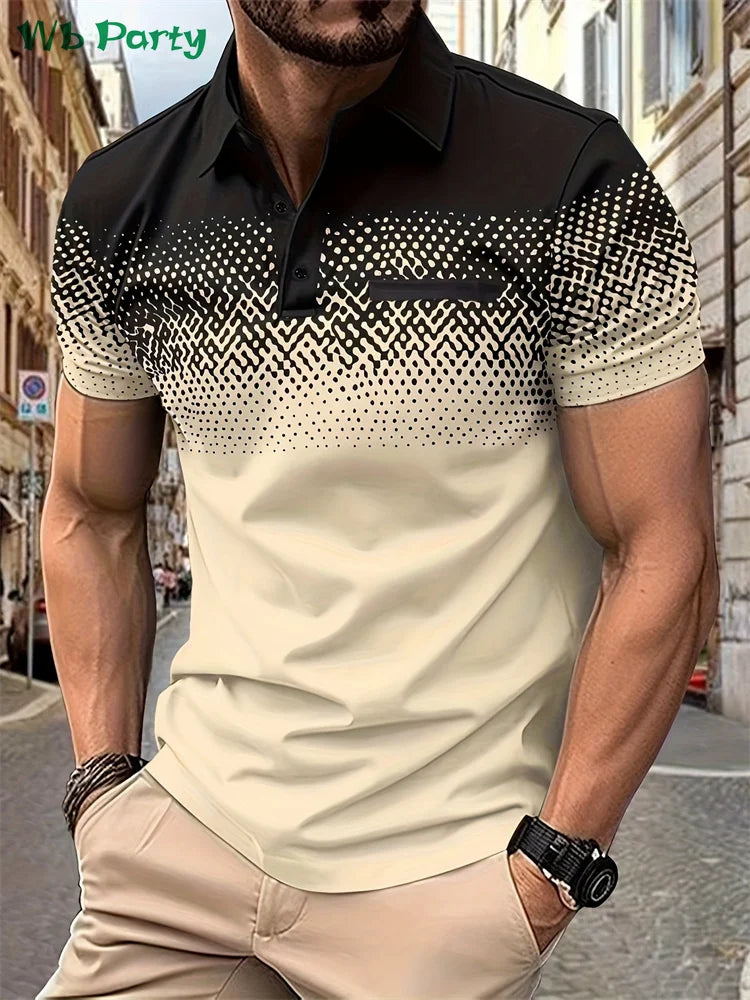 Simple Polka Dot Pattern Print Fashion Men's Shirts T shirt Men Casual Mens Polo Shirts Simple Print Men's Short Sleeve Shirts