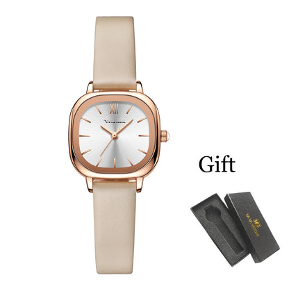 Women Quartz Watch Fashionable Square Leather Casual Minimalist Style Rose Gold Watch 1PC Top brand Girls for Watch Dropshipper