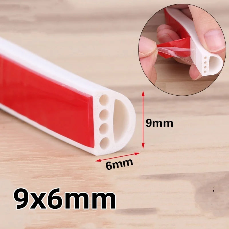 6m Silicone Door and Window Self-adhesive Sealing Soundproofing Strip Door Window Insulation Anti-collision and Windproof Strip