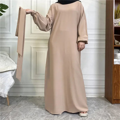 Plain Abaya Dubai Muslim Hijab Dress Elastic Sleeve Basic Closed Abayas for Women Turkey Ramadan Islamic Clothing Kaftan Robe