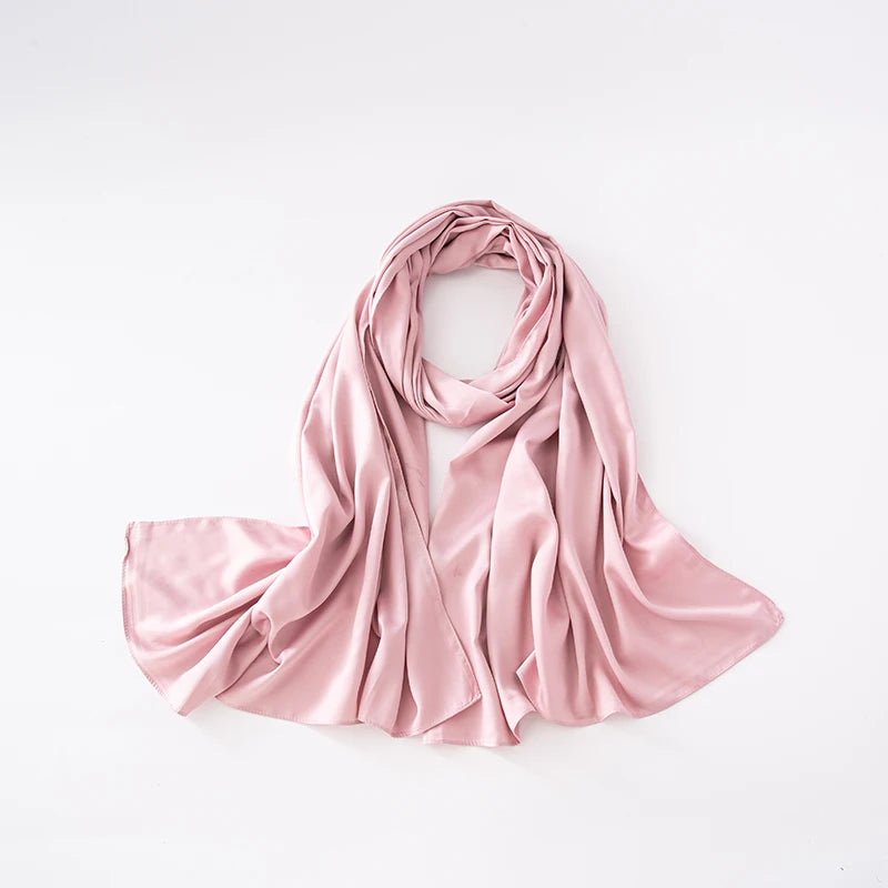 Cheap Plain Long Satin Polyester Scarves Matte Feeling Solid Women Scarf Soft Malaysia Women Shawl Big discount Muslim Hijab