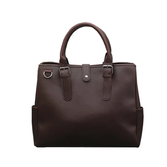 Beg Tangan Kulit Lelaki Beg Pengutus Komputer Riba 14 Inci untuk Pejabat Perniagaan Vintage Lelaki Komputer Beg Selempang Bahu Beg Tote 