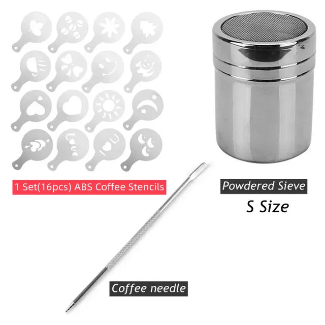 5pcs Stainless Steel Cafe Foam Template Barista Stencils Mold Coffee Art Needles Stainless Steel latte Needle Powder Sprinkle