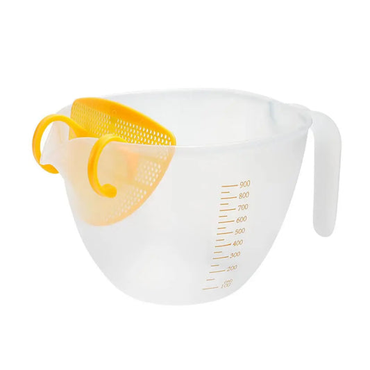 Small Mixing Cup with Handle- 33.81Oz Egg Batter Bowl with Filter Plastic Measuring Cup Kitchen Supplies for Cooking and Baking