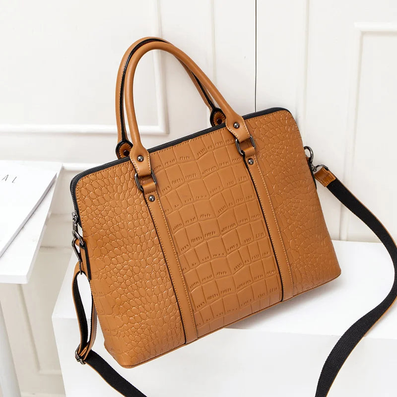 2024 Fashion Women's Leather Briefcases Women Laptop Briefcase Work Office Bag Ladies Crossbody Bags For Woman Business Handbags