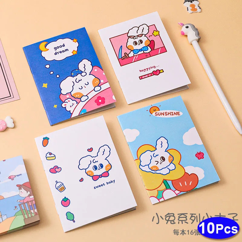 10Sets Retro Small Notebooks Kawaii A7 Blank Mini Cute Planner Diary Note Notepad Aesthetic Journal Kids Stationery Agenda Thing