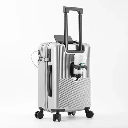 New Front Open Luggage Rolling Trolley Suitcase TSA Lock Silent Spinner Wheel USB Charging Carry-On Cabin Travel 20/24/26 Inch