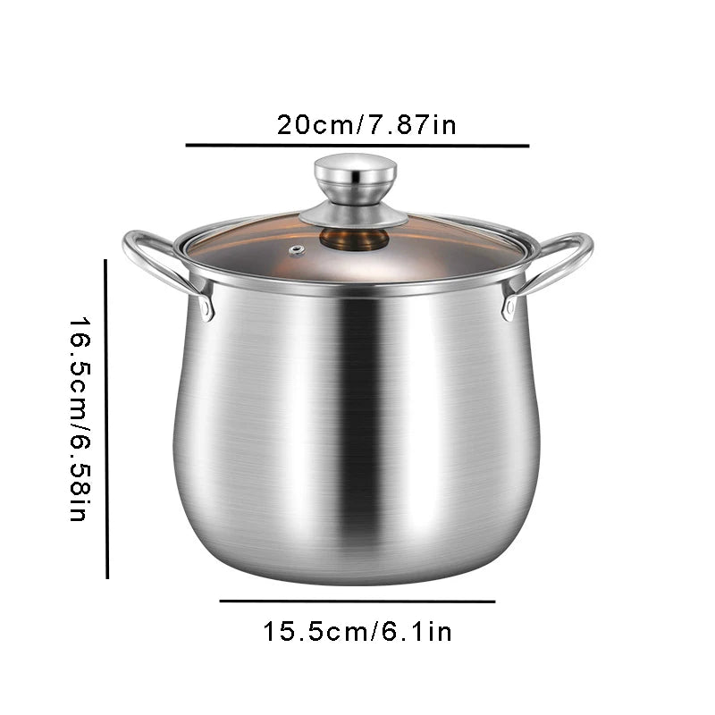 24cm Stainless Steel Soup Pot Large Capacity Home Cooking Pot Stew Chicken Induction Cooker Gas Stove Universal Kitchen Cookware