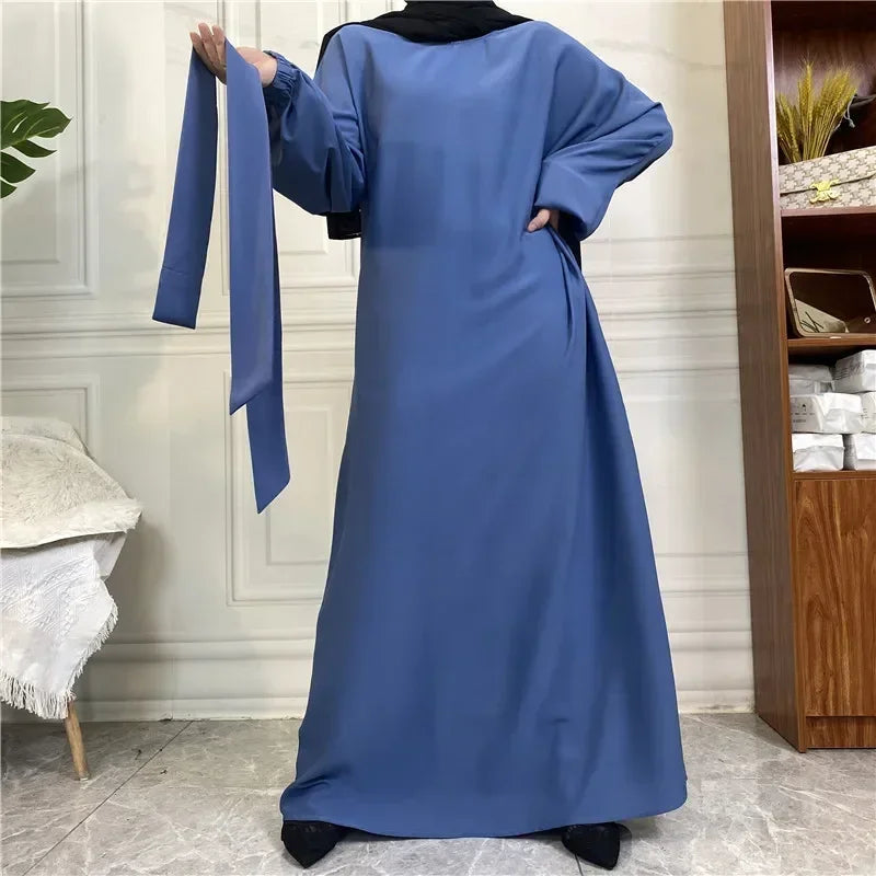 Plain Abaya Dubai Muslim Hijab Dress Elastic Sleeve Basic Closed Abayas for Women Turkey Ramadan Islamic Clothing Kaftan Robe