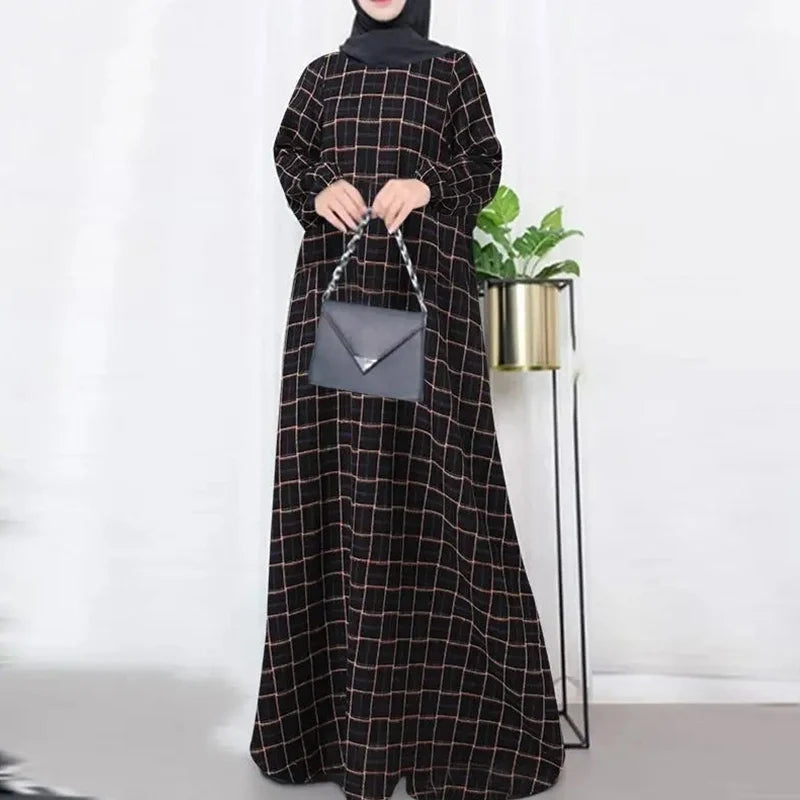 Corduroy Abaya Winter Thick Warm Ramadan Islamic Clothing High Quality Muslim Women's Long Sleeve Dress MU-106