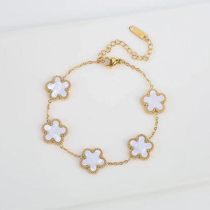 High Quality Delicate Stainless Steel Jewelry Plant Plum Flower Bracelet for Women 7 Color Clover Bracelet Gift