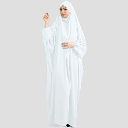 10 Colors Muslim Robe One Piece Solid Color Long Dress Ramadan Prayer Hijab Gilbab Women Hooded Veil Islam Dubai