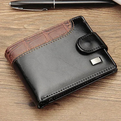 Stylish Patchwork Leather Men's Wallet with Coin Pocket and Card Holder Trifold Clutch Purse for Men Ideal Gift for Him