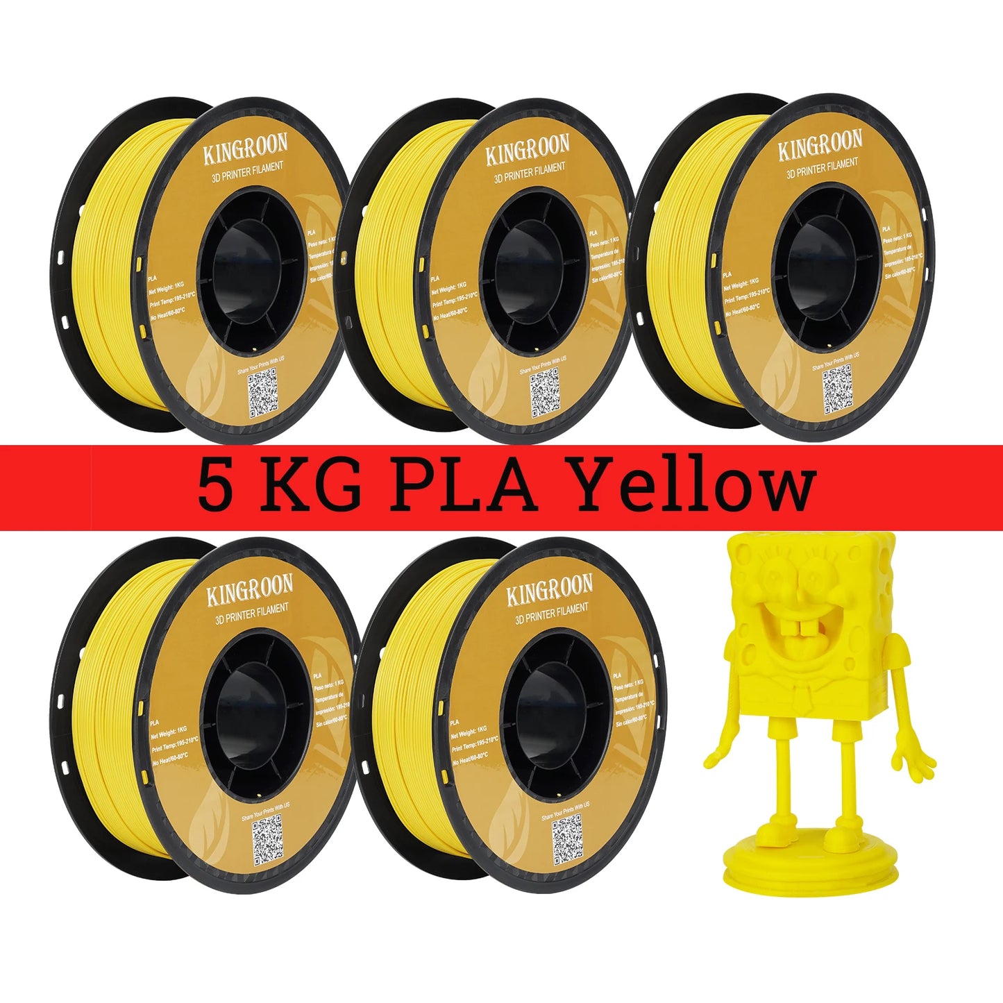 KINGROON 5KG PLA TPU PETG Filamen Warna campuran 1.75mm Plastik Pencetak 3D Tanpa Gelembung Gelembung Bahan Cetakan 3D Borong 