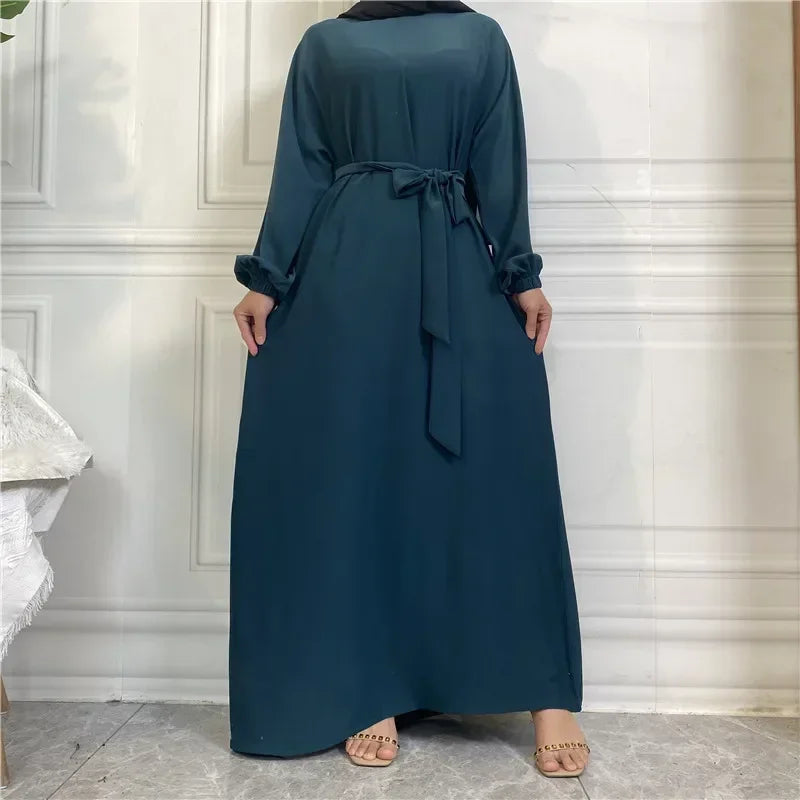 Plain Abaya Dubai Muslim Hijab Dress Elastic Sleeve Basic Closed Abayas for Women Turkey Ramadan Islamic Clothing Kaftan Robe