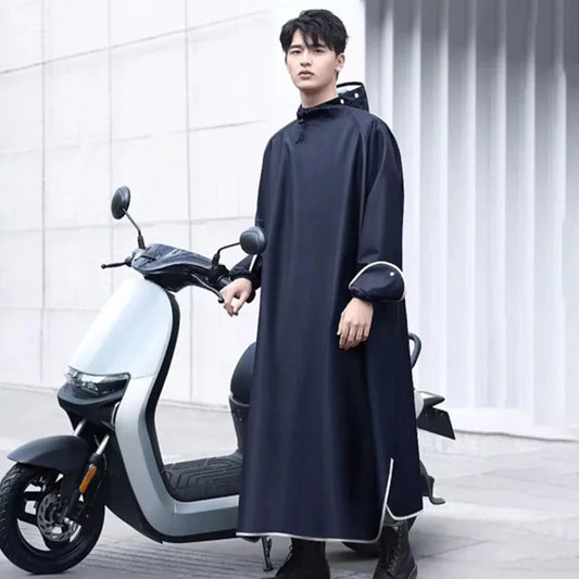 Electric Motorcycle One-piece Raincoat:Full-body Rain Poncho for Men, Cycling Gear-Long, Protective Outdoor Rain Gear for Riders