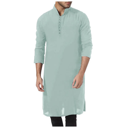 Kemeja Lelaki Pakaian Muslim Kaftan Abaya Muslim Jubah Eas Tengah T Etnik Kandoura Lelaki Percutian Tepi Laut Kasual Atas Saiz Besar 