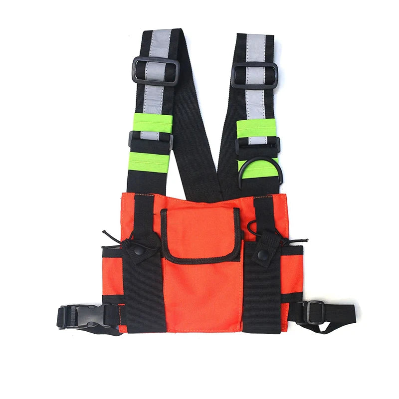 Beg Dada Taktikal Berfungsi untuk Lelaki Fesyen Peluru Hip Hop Vest Beg Streetwear Beg Pinggang Uniseks Beg Rig Dada Hitam 899 