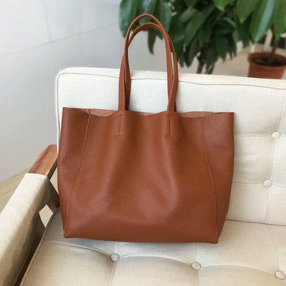 Genuine Leather Shoulder Bag For Women 2022 New Luxury Natural Leather Bag Laptop Handmade Large Shoulder Handbag Big Handbags