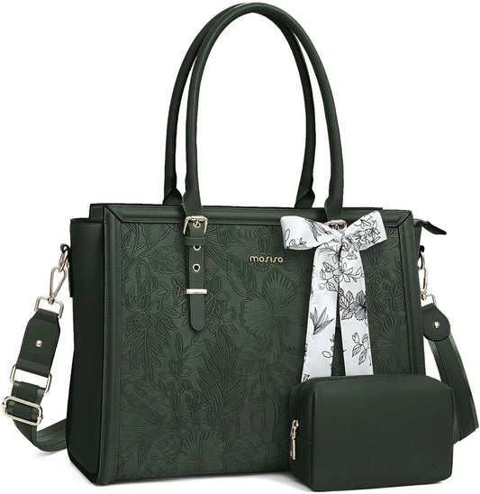 Beg Tote Wanita MOSISO untuk MacBook Air Pro M3 13.3 14 15 16 17.3 inci Notebook PU Kulit Laptop Bahu Beg Bahu Beg Tangan Beg Tangan