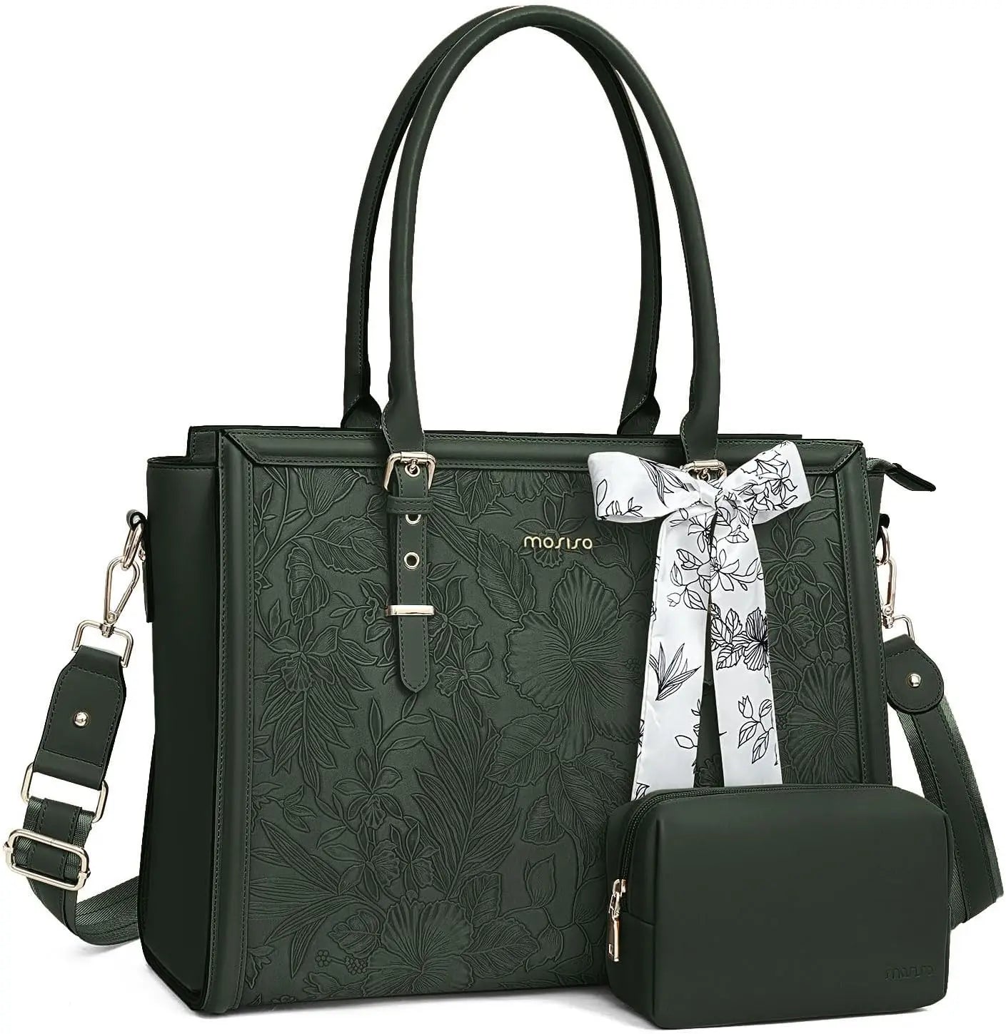 Beg Tote Wanita MOSISO untuk MacBook Air Pro M3 13.3 14 15 16 17.3 inci Notebook PU Kulit Laptop Bahu Beg Bahu Beg Tangan Beg Tangan