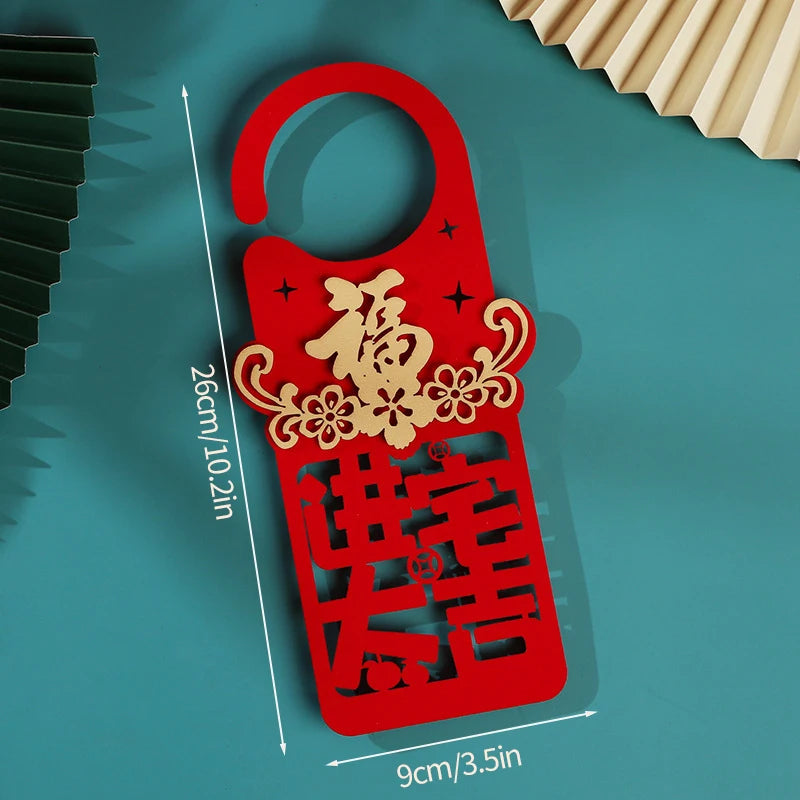 1/2pcs Chinese New Year Decorations 2025 Chinese Housewarming New Home Door Decor Lunar New Year Doorknob Hanging Pendant