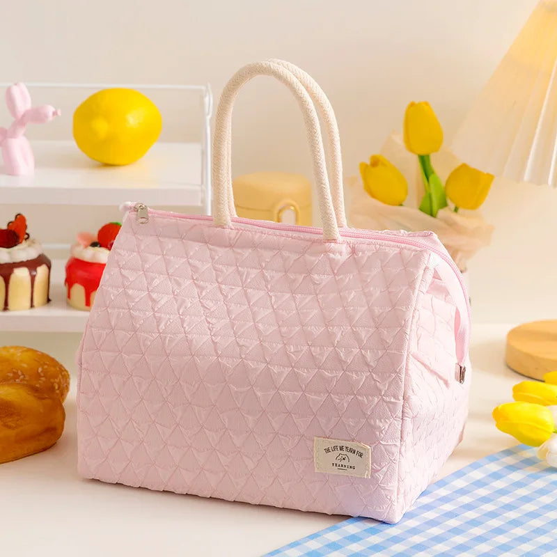 Fashionable Simple Large Capacity Portable Lunch Box Bag Waterproof Bag Insulation Belt Rice Bag For Office Workers