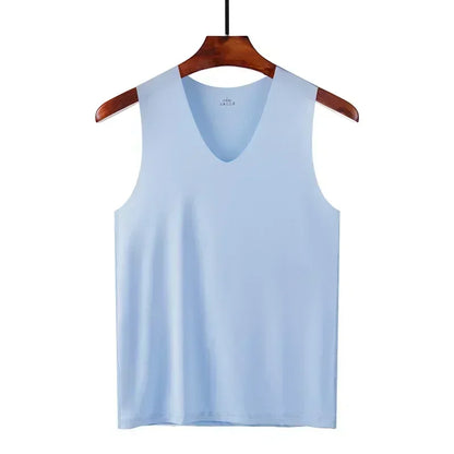 Summer Sports Ice Silk T-shirt Vest Man Gym Fitness Sleeveless Undershirt Underwears Traceless Slim Fit Breathable Singlet M-5XL