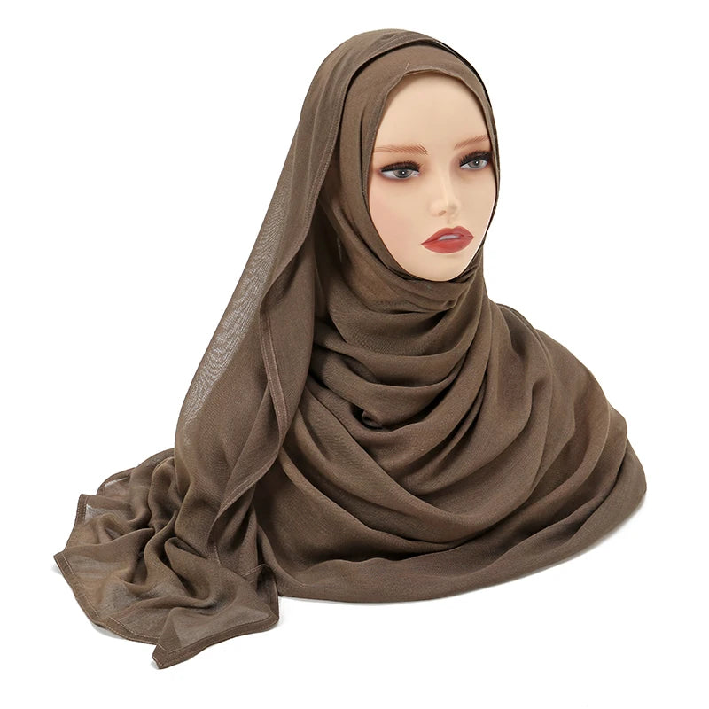 Muslim Hijabs for Women Scarf Thin Plain Shawls Femme Musulman Soft Viscose Rayon Headscarf Islamic Turban Headband 200x85cm