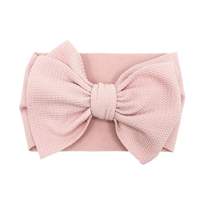 Fashion Handmade Bowknot Elastic Wide Hairband Toddler Solid Color Big Bows Headband Baby Girls Headwear Holiday Gifts