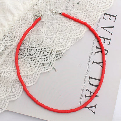 Colorful Beads Necklace Women Summer  Korean Handmade Fashion Boho Polymer Clay Choker  Pendant Neck Collar Female Beach Jewelry