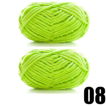 2pcsX50g Benang Baldu Tebal Buatan Tangan DIY Mengait Benang Talian Bulu Topi Selendang Benang Chenille Lembut Knit Wol 