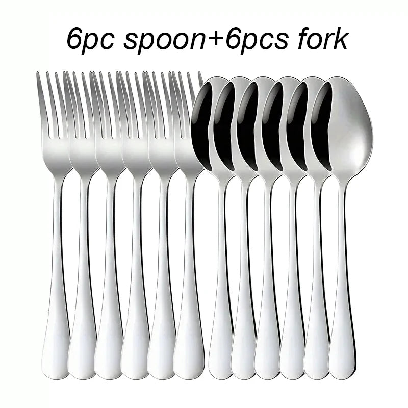 16pcs Stainless steel tableware fork and spoon set, economy set fork and spoon, suitable for restaurants, parties and families