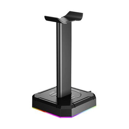 RGB Gaming Headphone Stand 10 Lighting Effects Dual USB Port 3.5mm Audio Port Desktop Gaming Headset Holder Hanger for Gamer PC