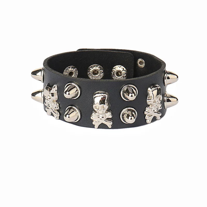 2022 Punk Rivet Nightclub Trend Bracelet Skull Bracelets Bangle Stainless steel Gothic Multi-level Fashion Jewelry wholesale