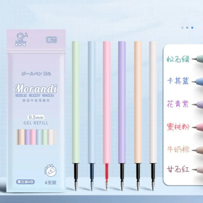 6Pcs/Set Cute Morandi Gel Pen Set Retro 0.5mm Color Signature Pen Student Writing Ink Pen Ballpoint Pen School Office Stationery