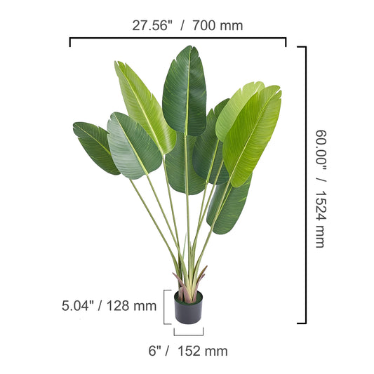 VEVOR 人造棕榈树 4/5/6 英尺高 仿真植物 安全 PE 材料和防倾倒保护 适合家庭的低维护植物