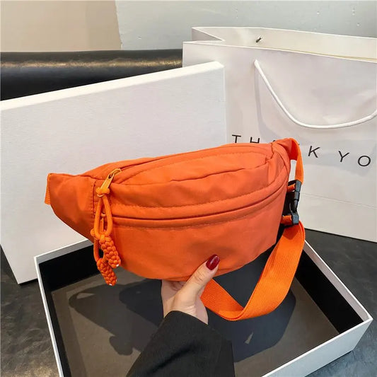 Chest Bag Bag for Women Sling Crossbody Waist Pack Canvas Running Waist Bag Casual Fanny Packs Sport Half Moon Belt Bag