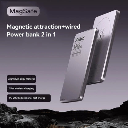 5000mAh Mini Power Bank Qi2 Magnetic Wireless Powerbank Portable Charger Ultra Thin Alloy Fast Charge For Samsung Xiaomi iPhone